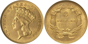 1854 $3 Indian Princess