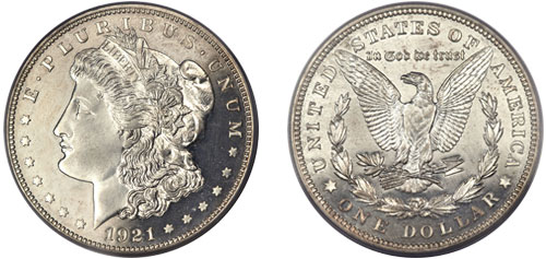 1921 Morgan Silver Dollar Front and Back