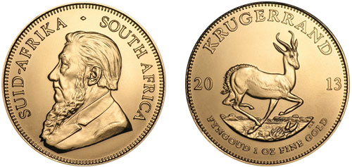 gold krugerrand coin front and back