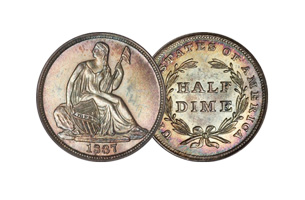 seated liberty half dime