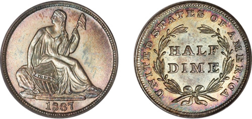 seated liberty half dime