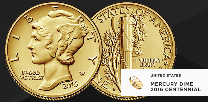mercury dime 2016 centennial gold coin