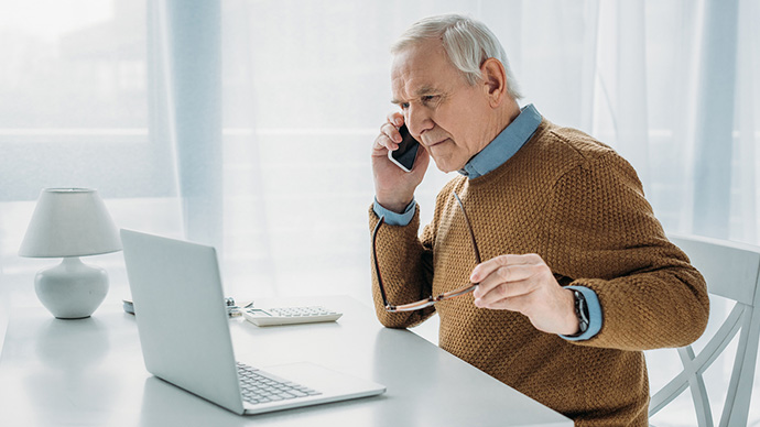 man calling business