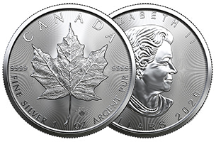 1oz Canadian Silver Maple Leaf Coins