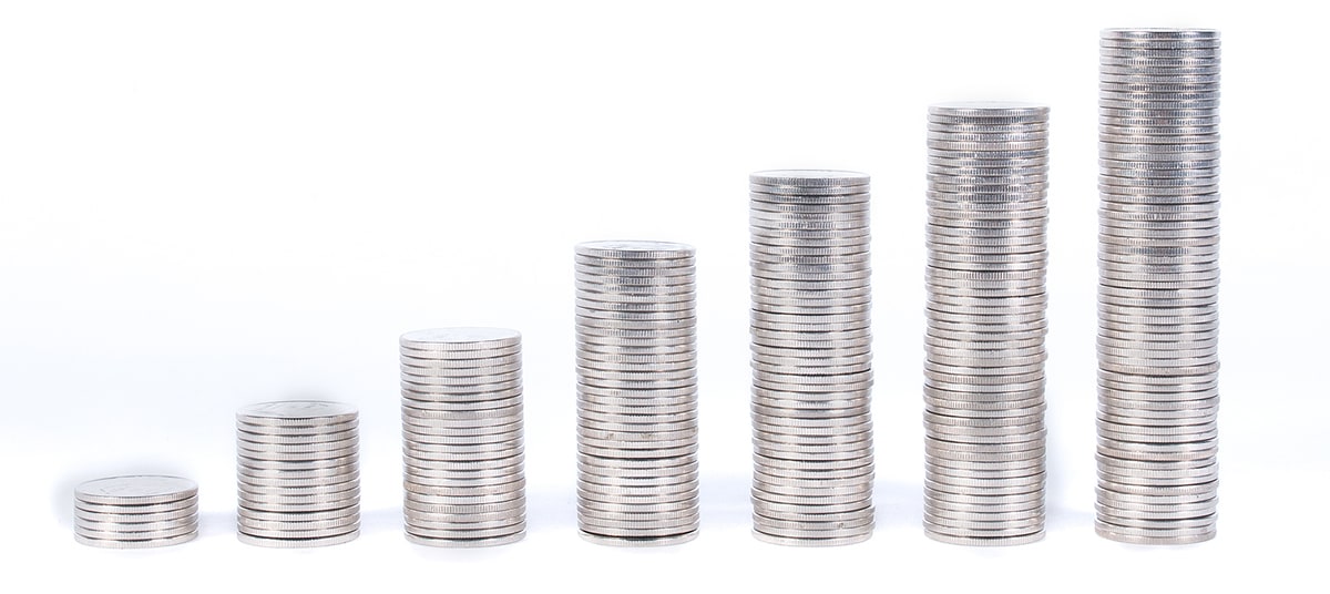 silver coin stack