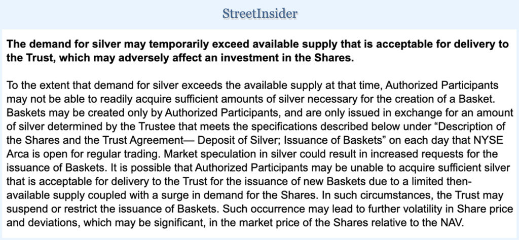 SLV Shortages Silver Squeeze