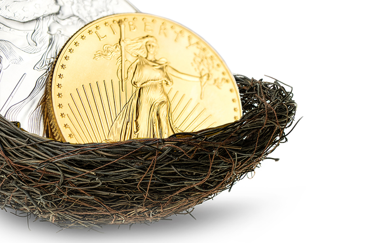 gold and silver coins in IRA nest