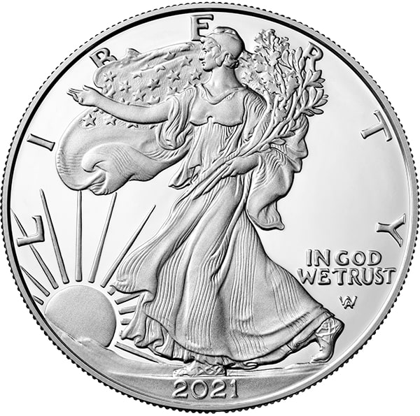 2021 american silver eagle coin obverse new design proof coin