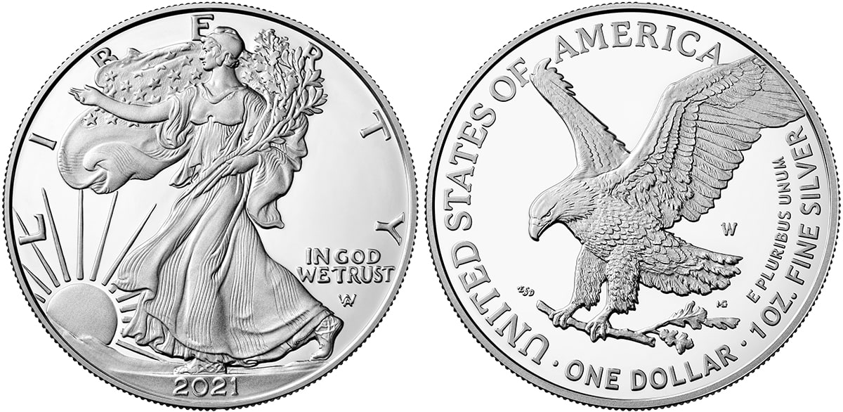 2021 American Silver Eagle Type 2 in Christmas Holder Dollar Uncirculated US Mint 