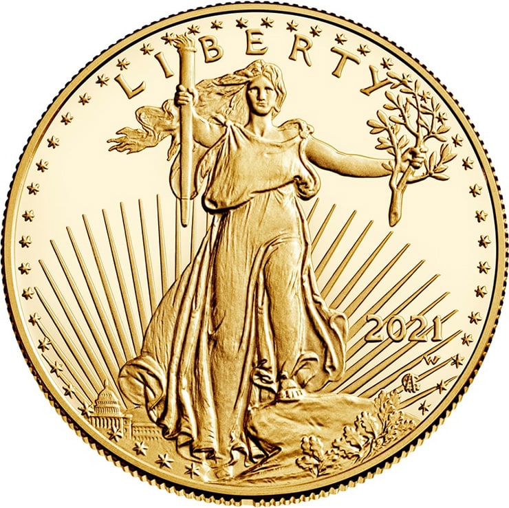 2021 American Gold Eagle Coin Obverse