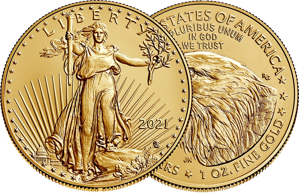 2021 American Gold Eagle Coin Front and Back