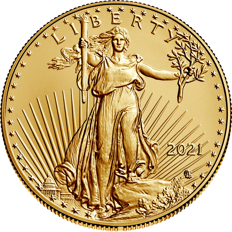 2021 American Gold Eagle Coin Obverse Uncirculated
