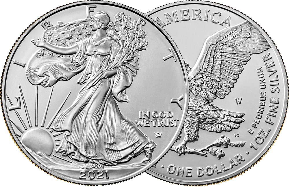 2021 American Silver Eagle Coin Front and Back
