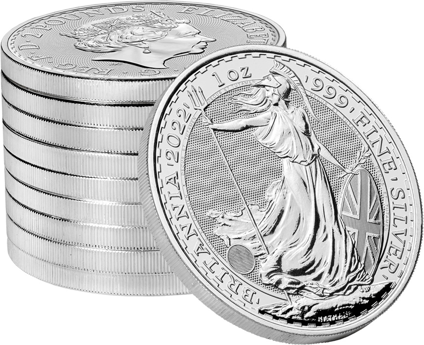 2022 britannia silver coin stack