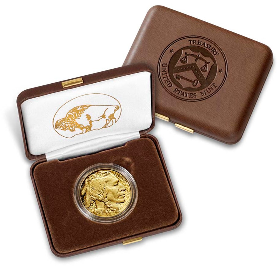 american gold buffalo coin in packaging