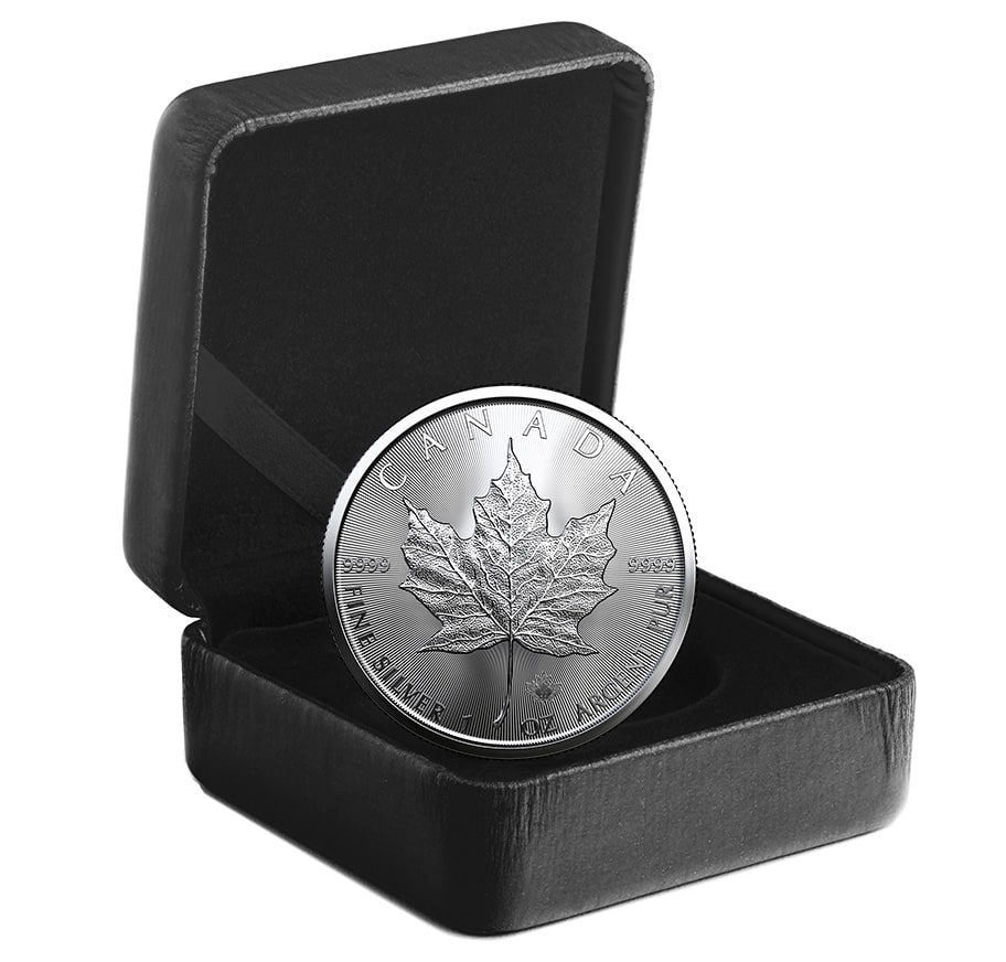 canadian maple silver coin in package