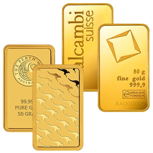 various gold bars in grams