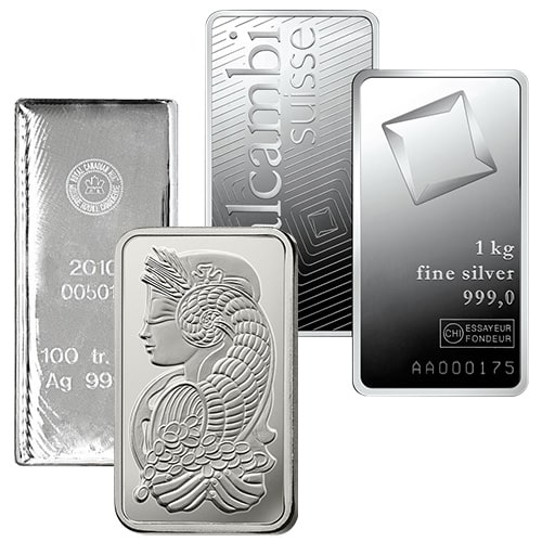 various silver bars in grams