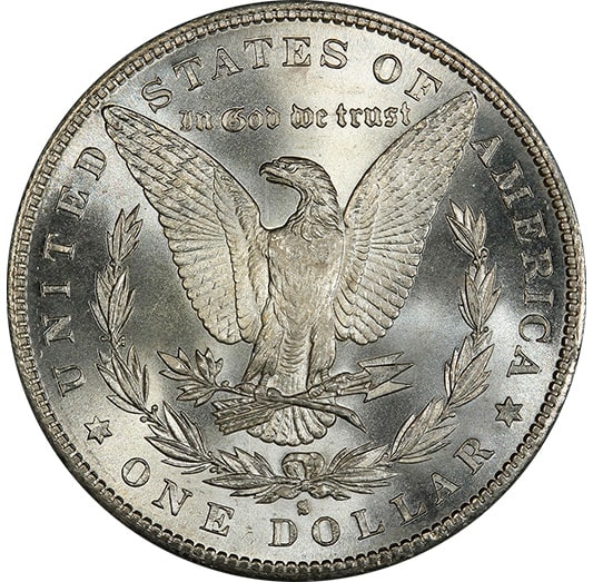 back of morgan silver dollar