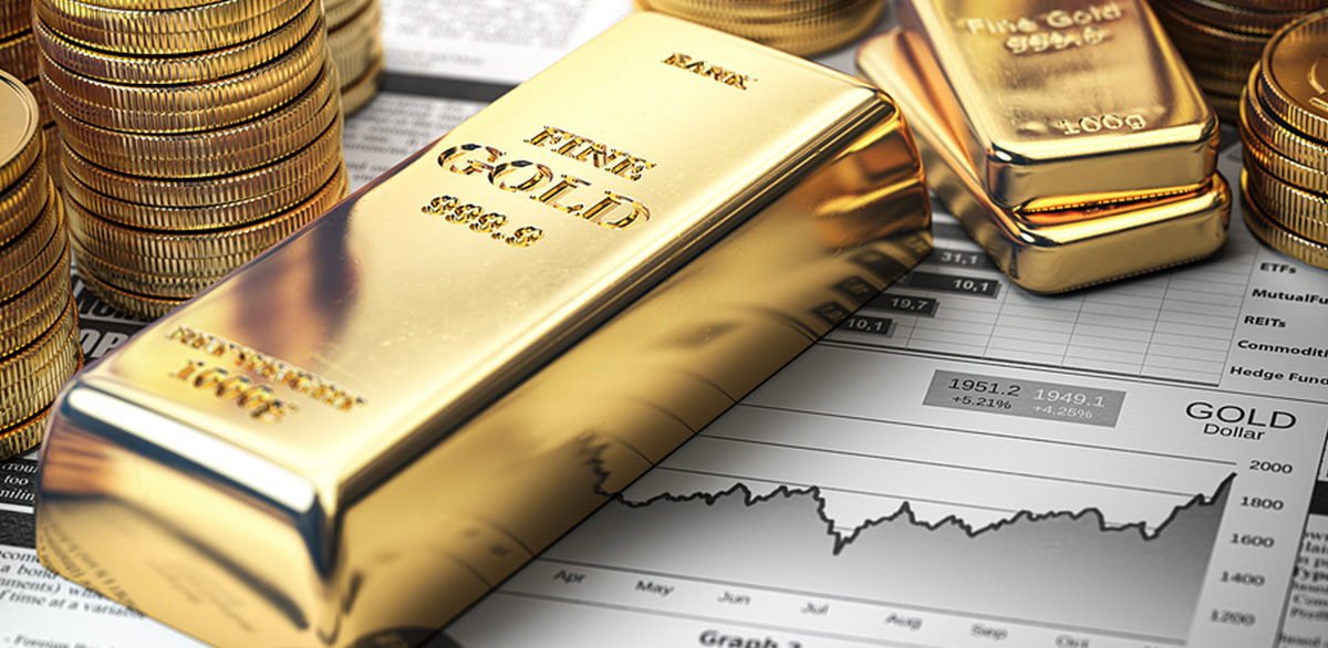 gold bars and price graph