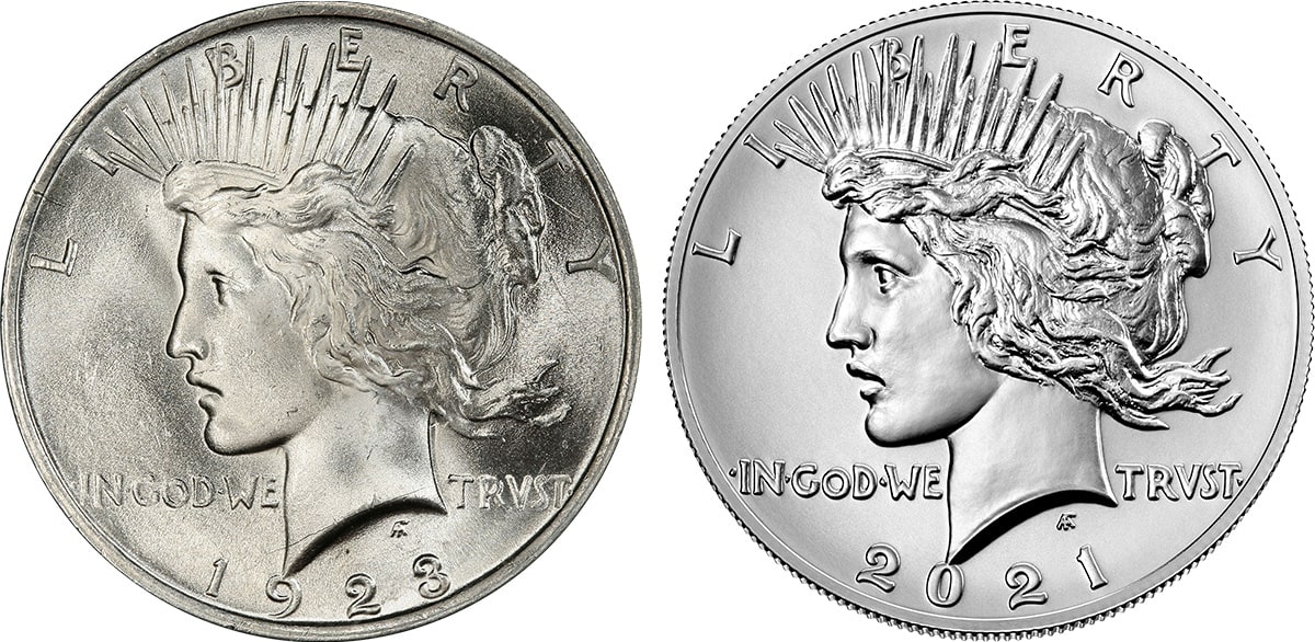original silver peace dollar and modern silver peace dollar