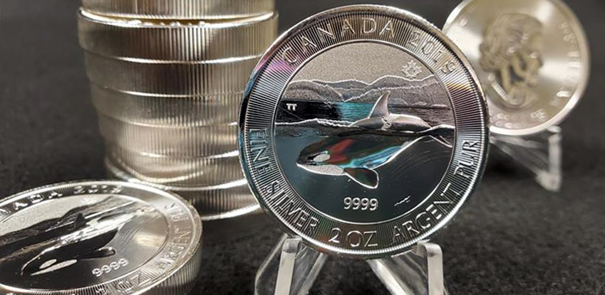 2019 Canadian Silver Orca 2 ounce coins obverse and reverse