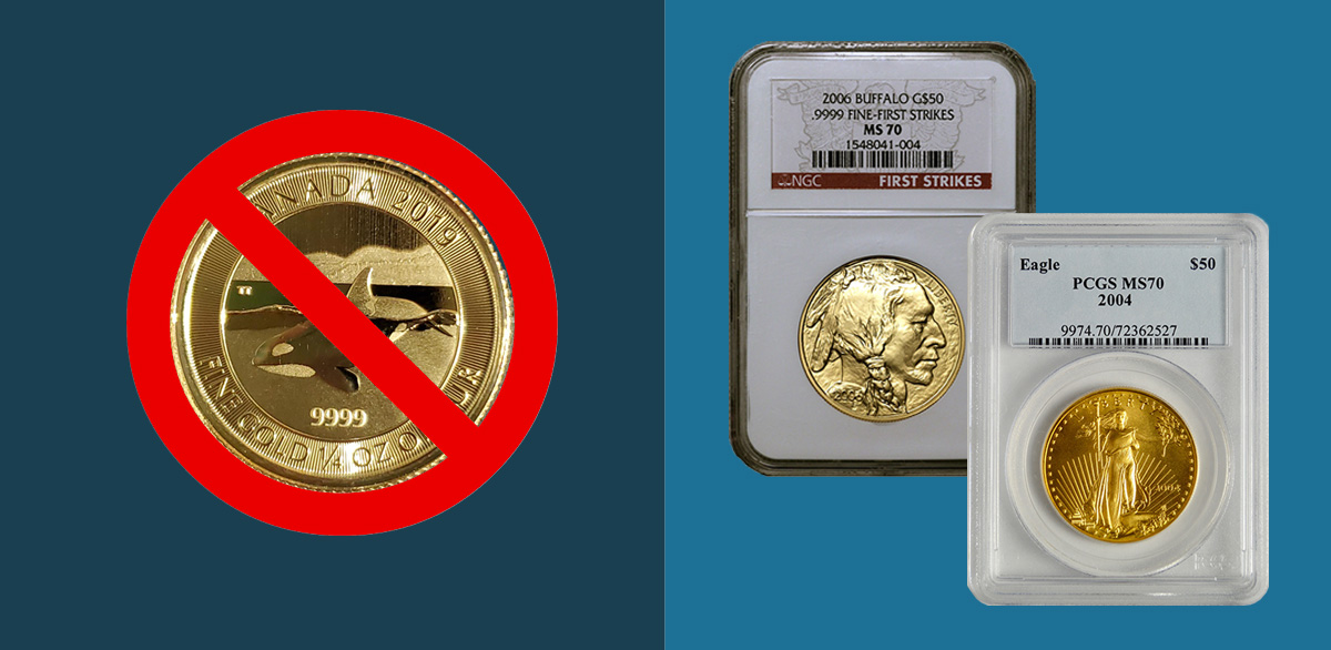 exclusive dealer gold coin and modern graded bullion gold coins