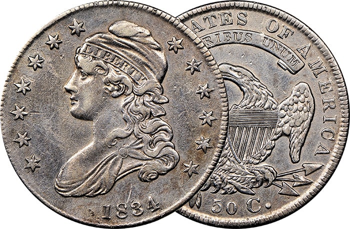 1834 american draped bust dollar coin