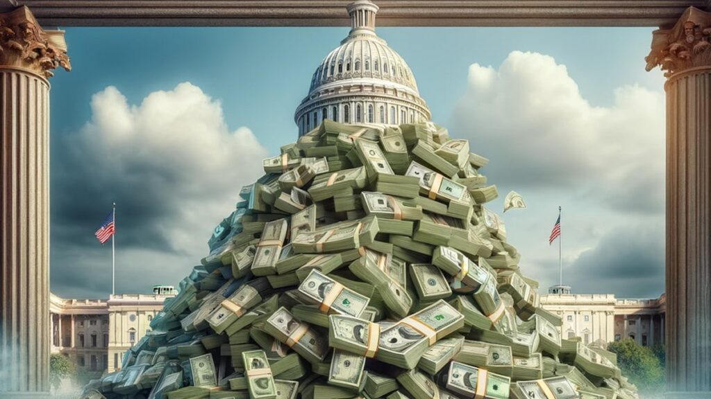national debt pile of cash