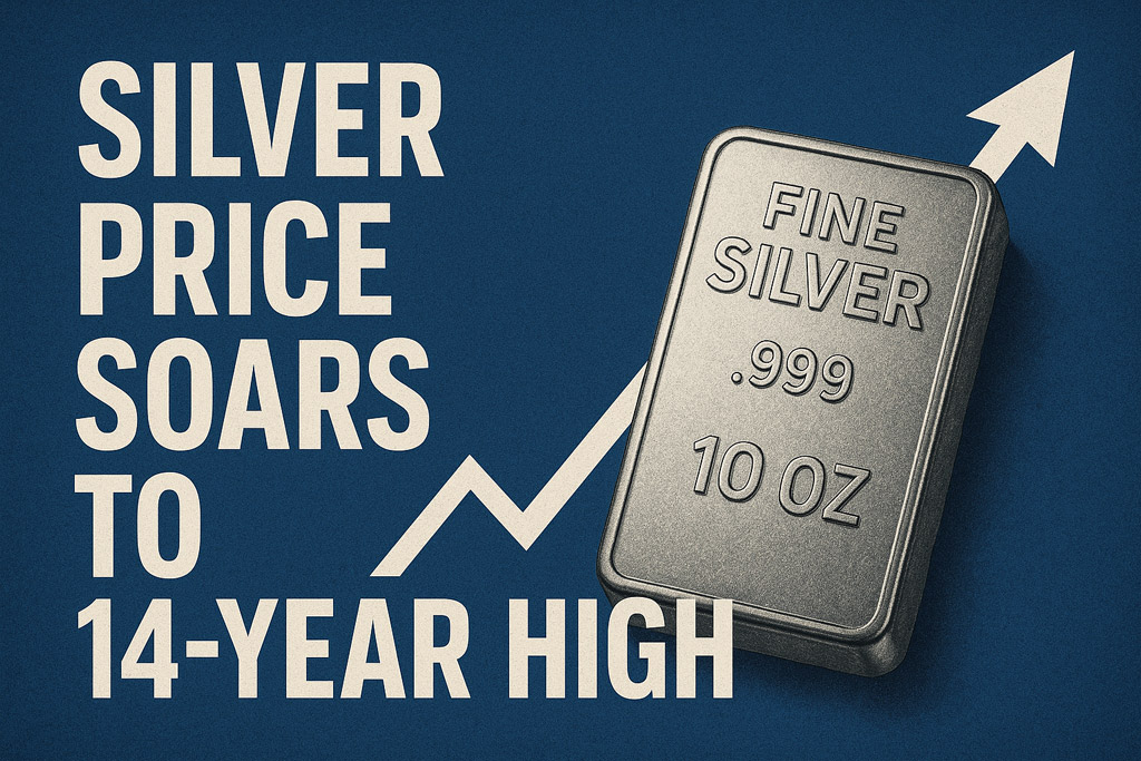 silver price rises to 14 year high