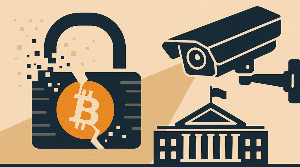 government surveillance bitcoin illustration